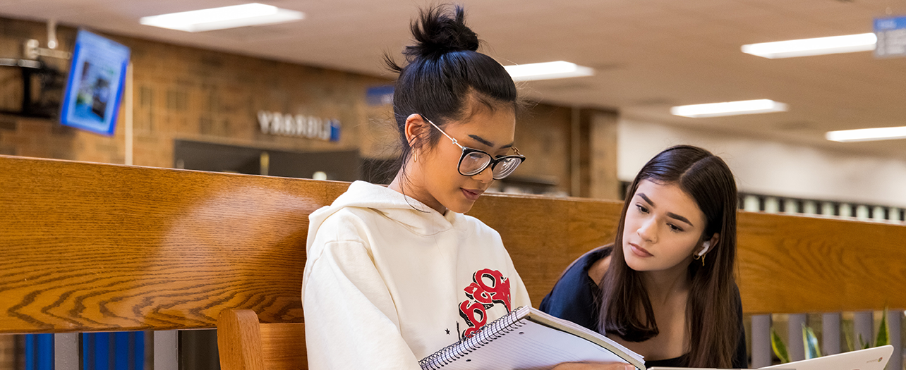 two students on campus