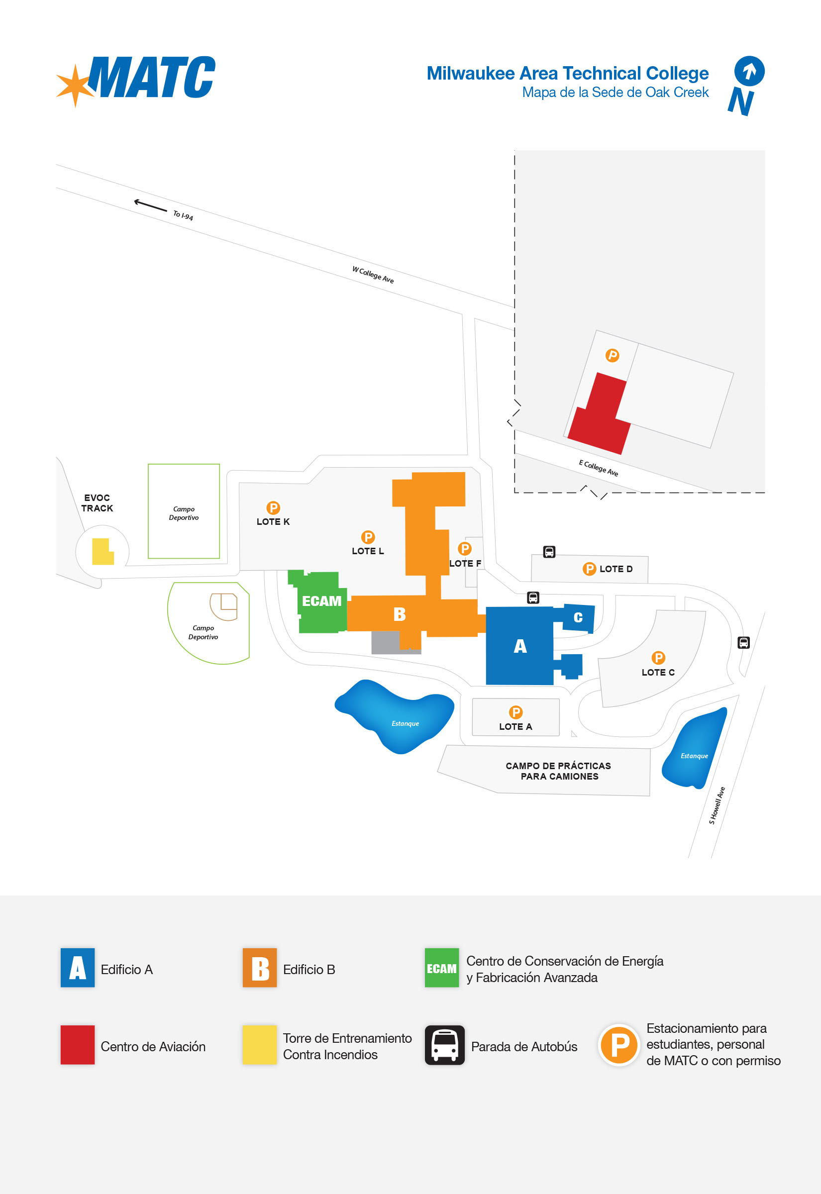 mapa de la sede de Oak Creek