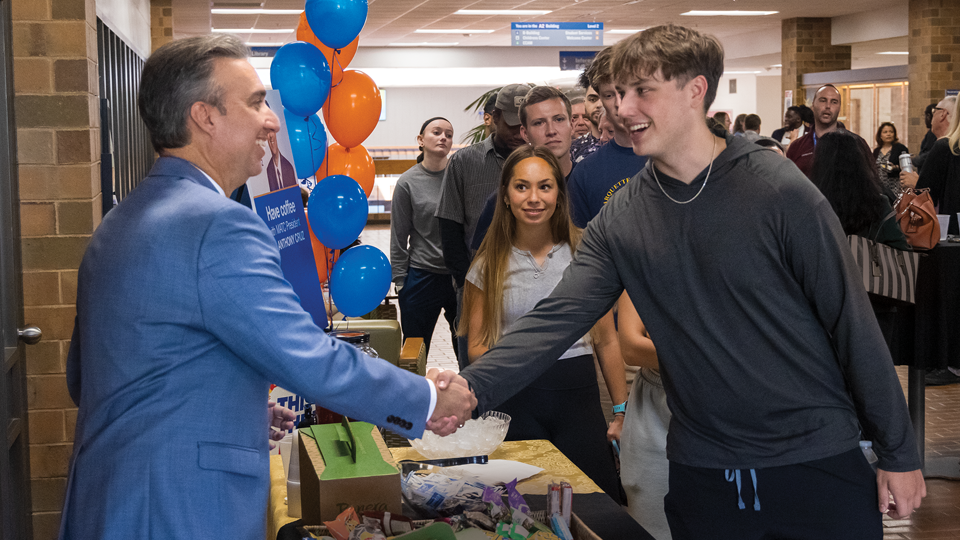 Dr. Anthony Cruz meets students at Oak Creek.