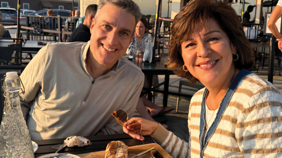 Cruz dining with his wife